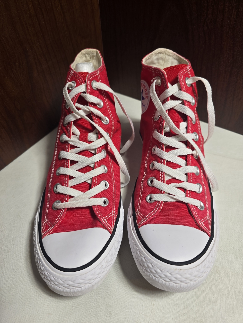 Converse Red High-Top Sneakers with White Laces